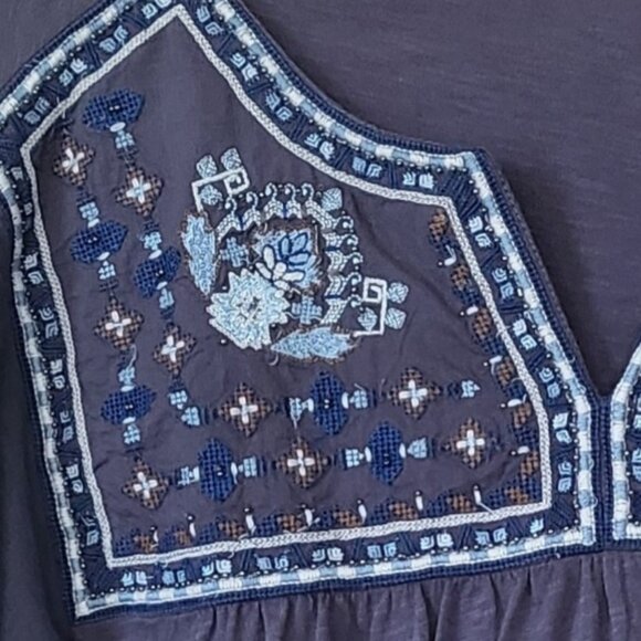 Lucky Brand Embroidered Popover Peasant Blouse Size Large - Picture 5 of 14